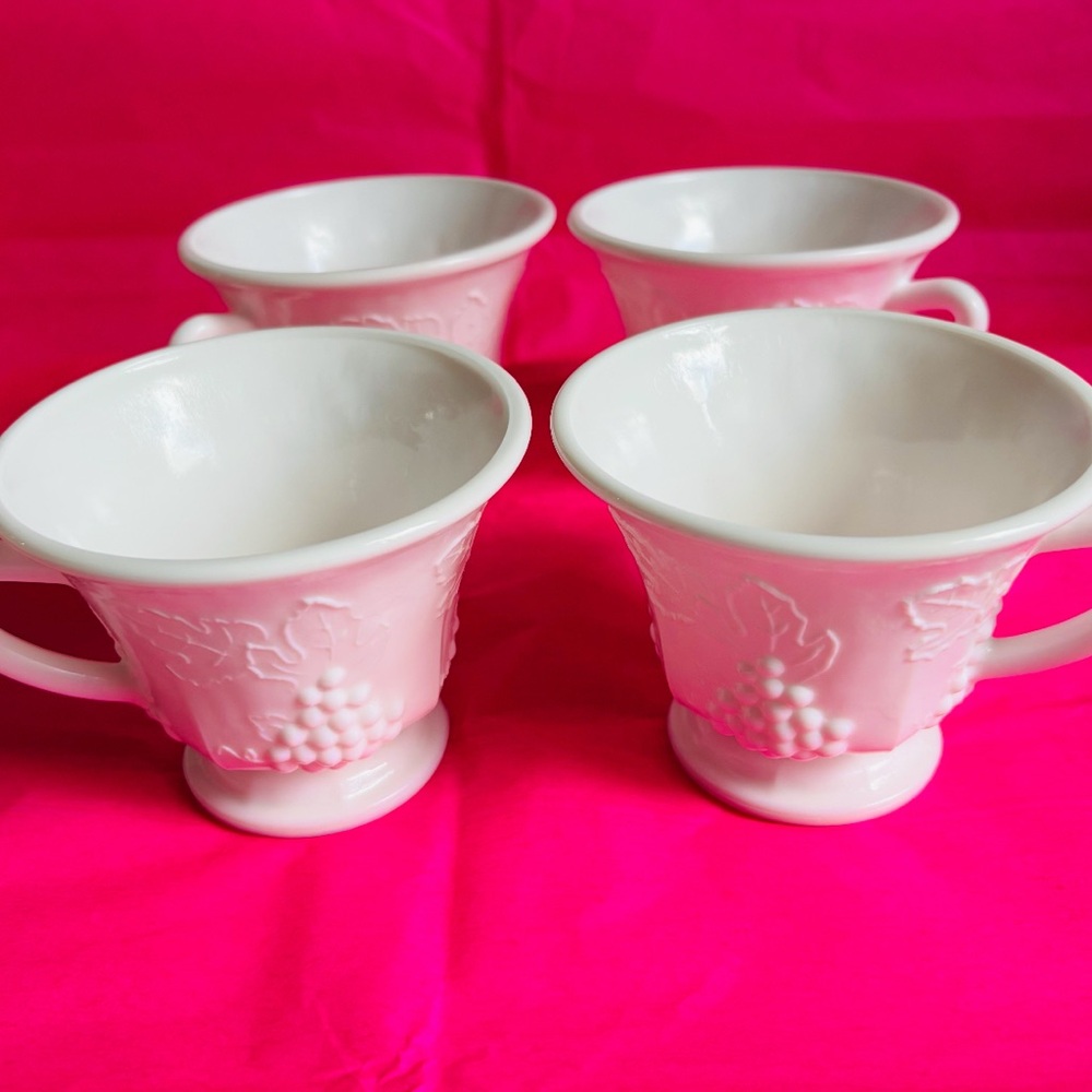 VINTAGE White Milk Glass Indiana Colony Harvest Collection Set of 4